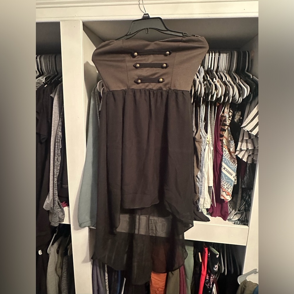 Body Central Black and Green Strapless Sundress